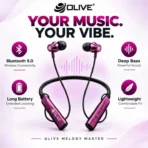 OLIVE O-830 Melody Master Bluetooth Neckband Wireless Earphones 🎧 Bluetooth 5.0, Sonic HD Deep Bass, Long Battery 🔋 Sports Gaming Headset with 1 Year Warranty - Purple - Image 5